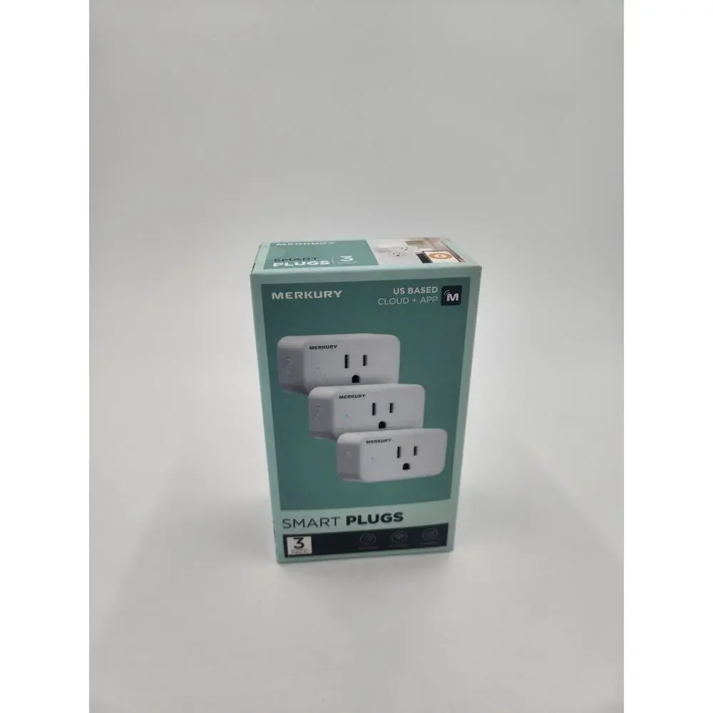 Merkury Smart Wi-Fi Plug, Compatible W Alexa & Google Assistant, 3 Pack, 15 Amp